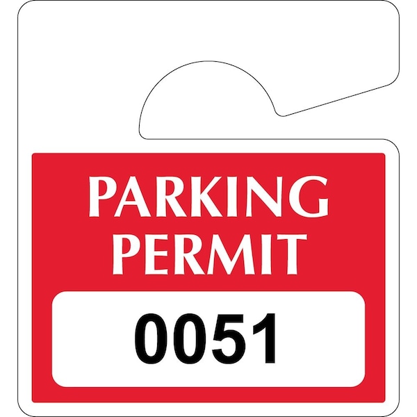 Lustre-Cal Laminated Hanging Parking Permit Dark Red 3in x 2.75in 30mil Plastic Serialized 051-100, 50PK 253813301Rd0051 - main